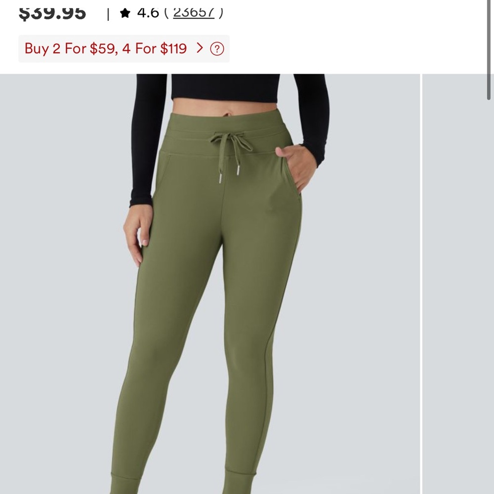 Halara SoftlyZero Plush High Waisted Drawstring Pocket Plain Full Length Joggers